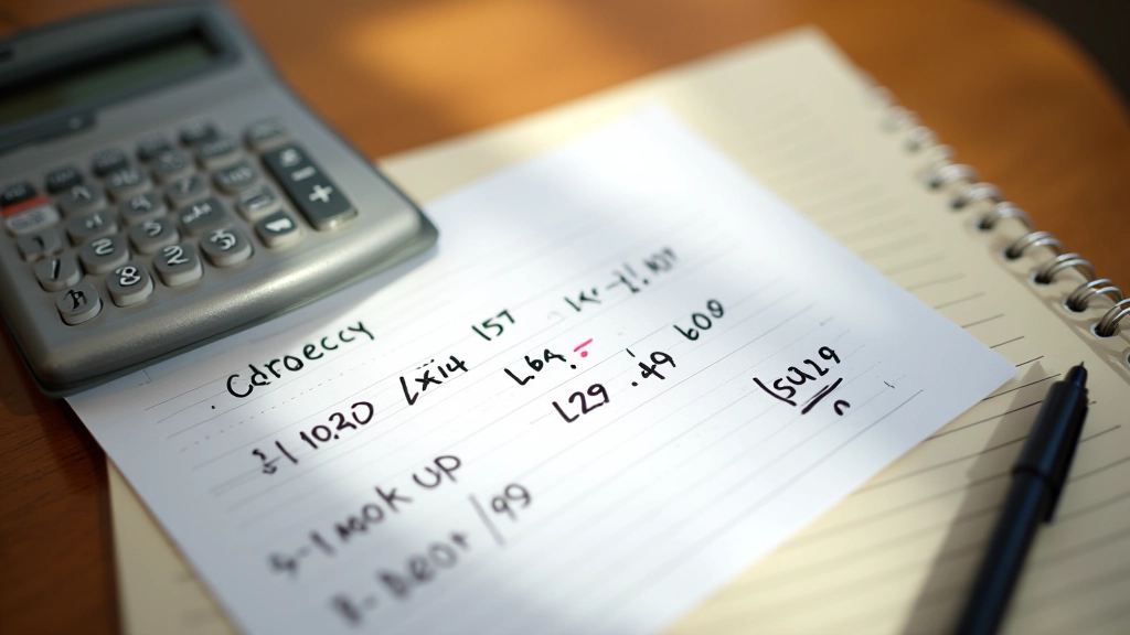 Kalkulačka a poznámkový blok s čísly na stole — výpočet rozpočtu a úspor