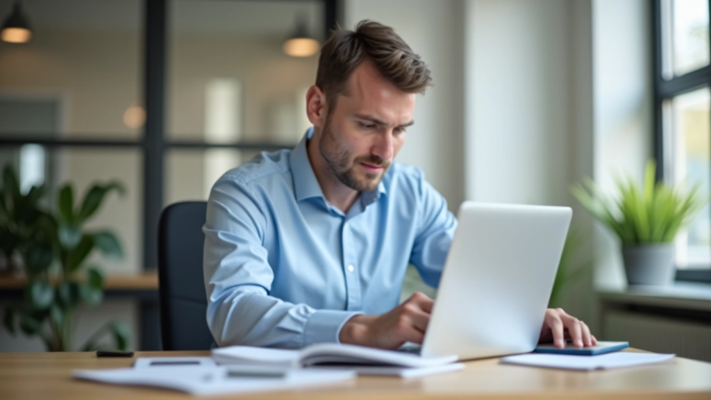 Michal Kučera pracuje na vzdělávacích materiálech v moderní kanceláři